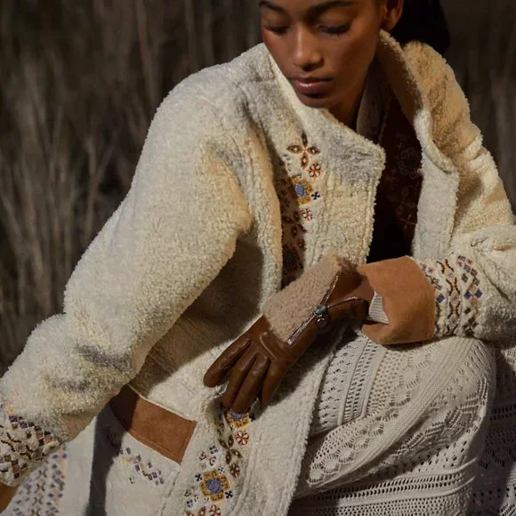 Maeve Embroidered Sherpa Coat - Picture 6 of 9